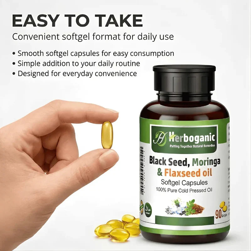 Black Seed, Moringa & Flaxseed Softgel Capsules
