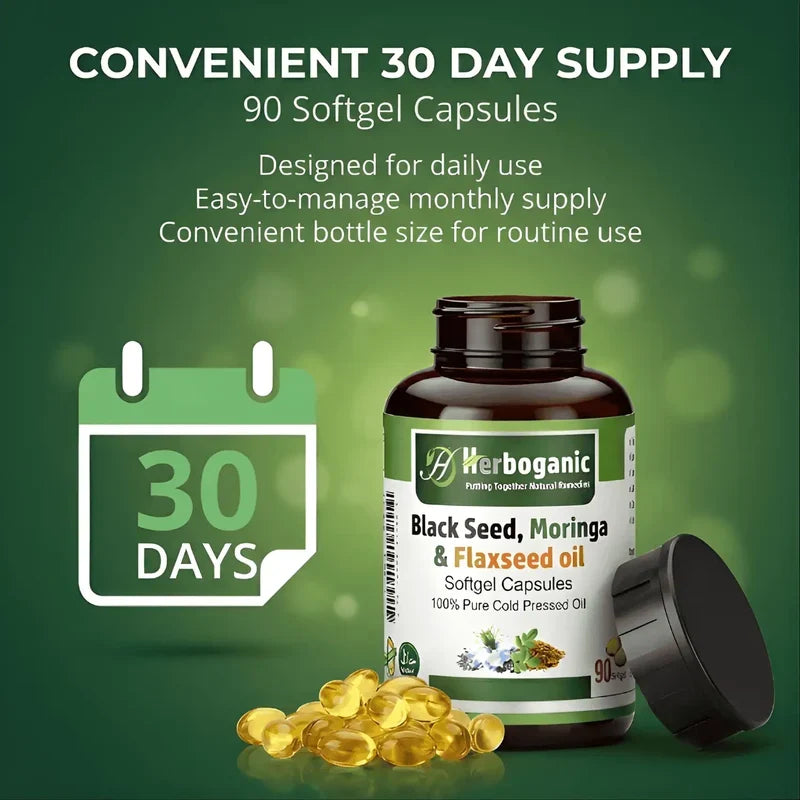 Black Seed, Moringa & Flaxseed Softgel Capsules