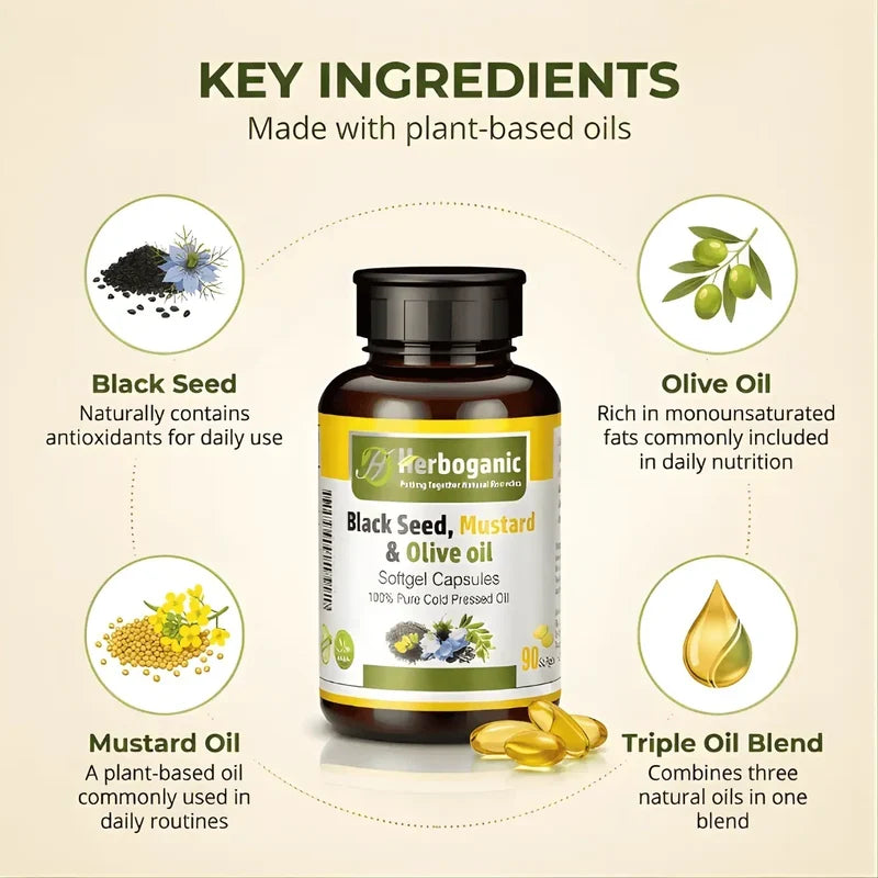 Black Seed, Mustard & Olive Softgel Capsules