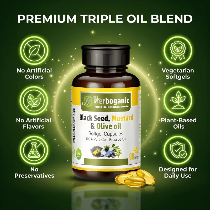 Black Seed, Mustard & Olive Softgel Capsules