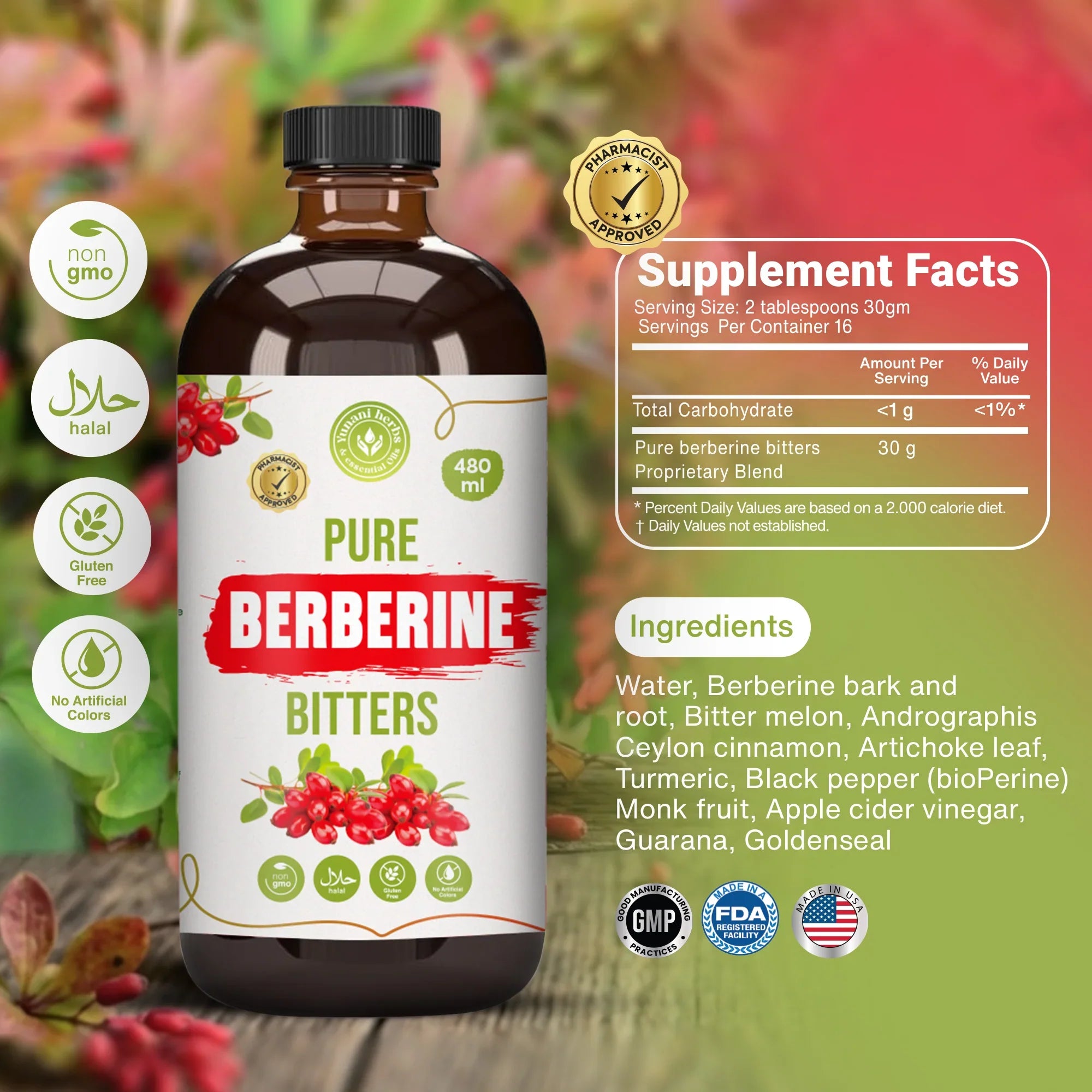 Pure Berberine Bitters 480 mls