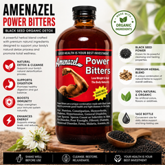 Amenazel Power Bitters Black Seed Organic Detox - 16oz