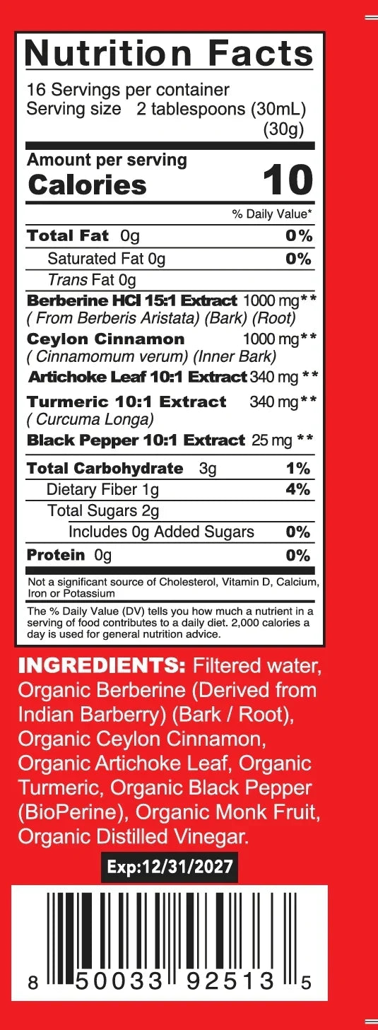 PURE BERBERINE (Nature's Ozempic Type) - 16oz