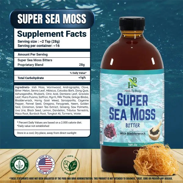 Super Sea Moss Bitter – Herbal Tonic – 16oz Bottle